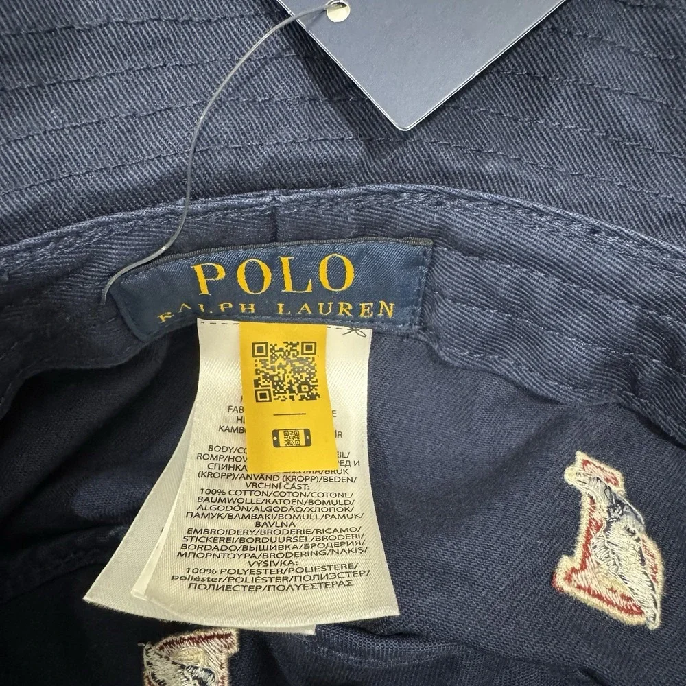 POLO RALPH LAUREN Men's Pony All Over P Wing Winged Foot Bucket Hat Cap Lid NAVY